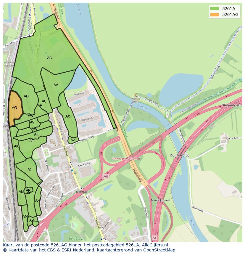 Afbeelding van het postcodegebied 5261 AG op de kaart.
