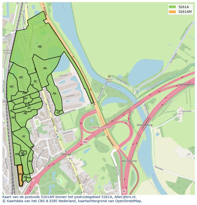 Afbeelding van het postcodegebied 5261 AM op de kaart.
