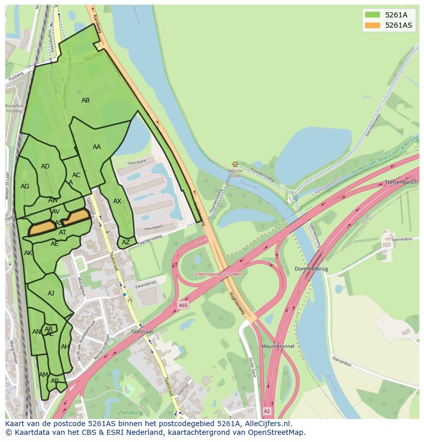 Afbeelding van het postcodegebied 5261 AS op de kaart.