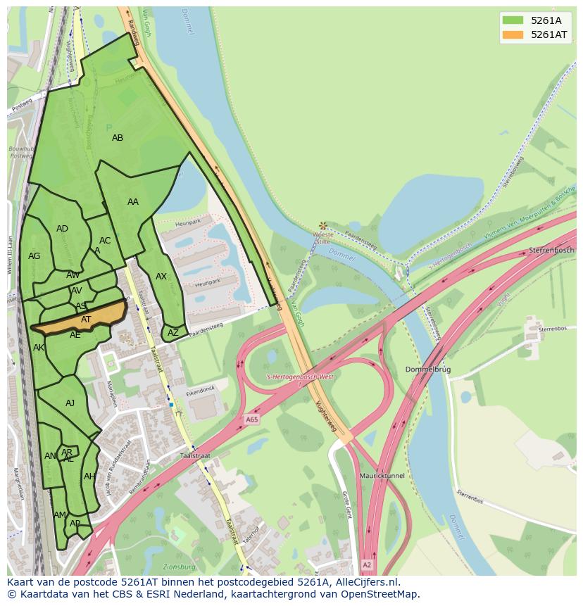 Afbeelding van het postcodegebied 5261 AT op de kaart.