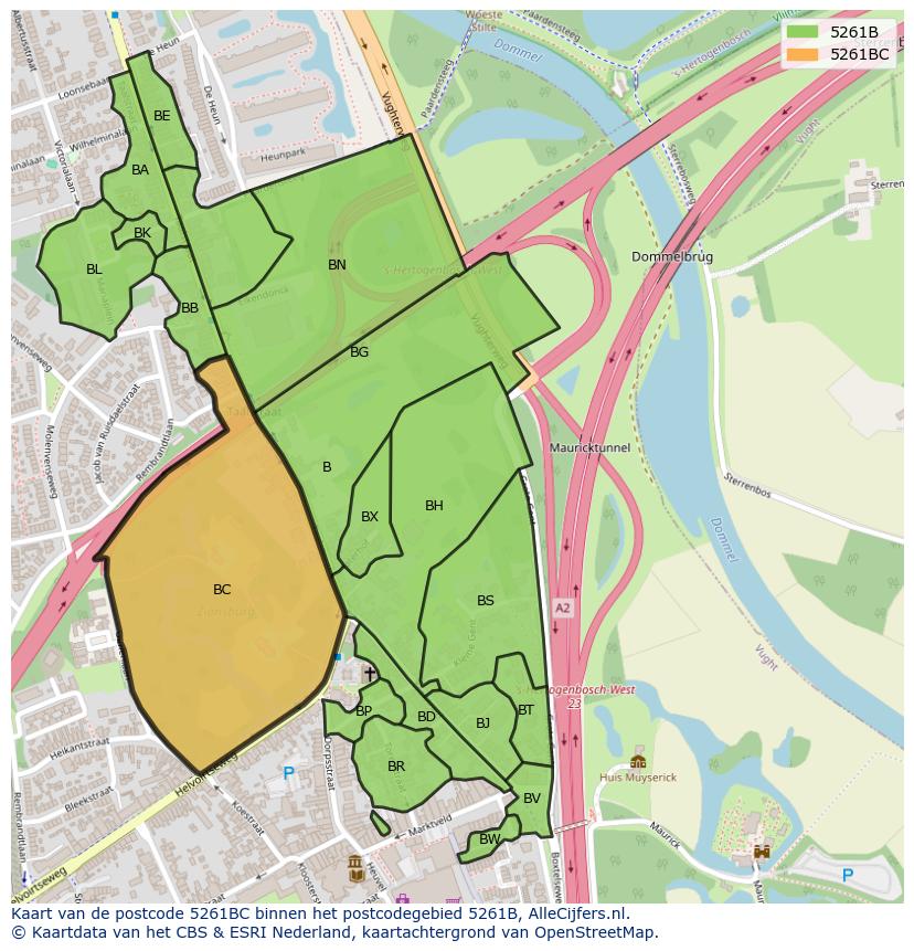 Afbeelding van het postcodegebied 5261 BC op de kaart.