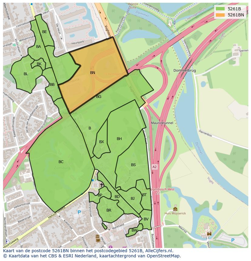 Afbeelding van het postcodegebied 5261 BN op de kaart.