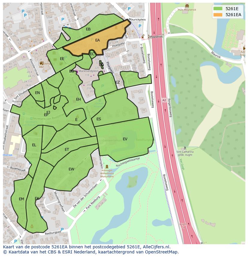 Afbeelding van het postcodegebied 5261 EA op de kaart.