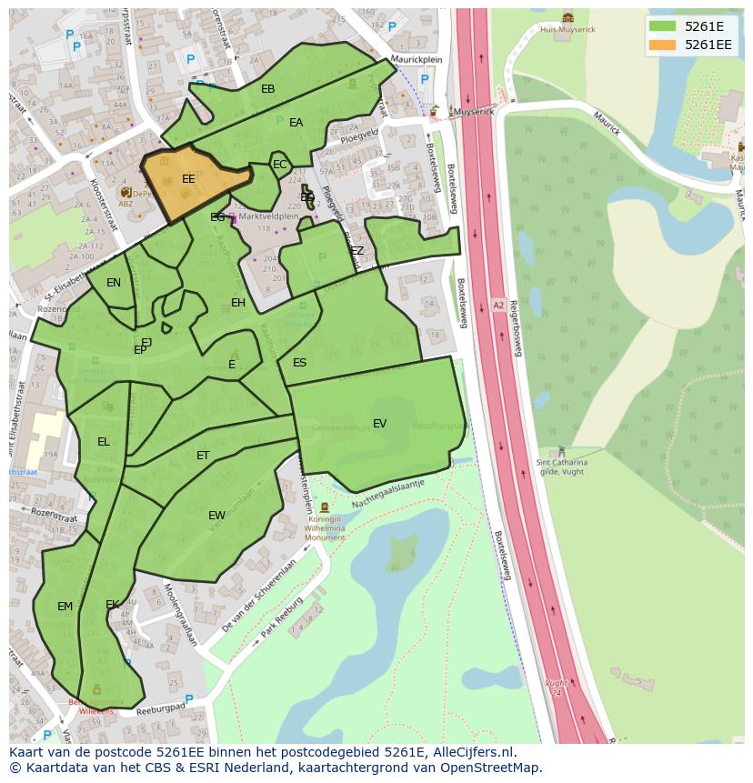 Afbeelding van het postcodegebied 5261 EE op de kaart.