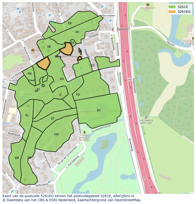 Afbeelding van het postcodegebied 5261 EG op de kaart.