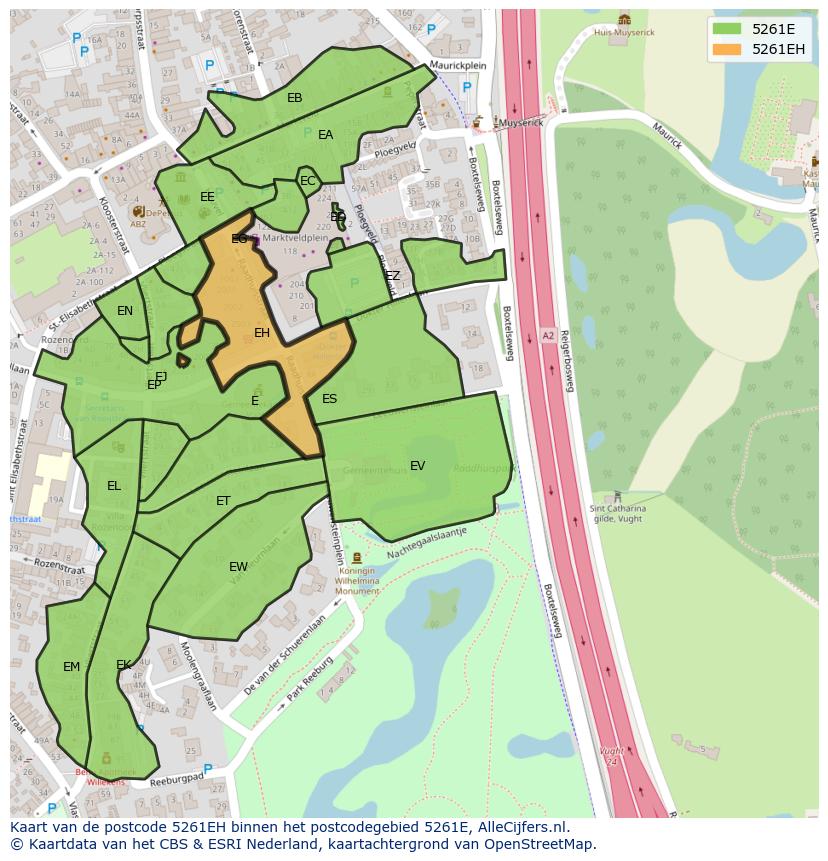 Afbeelding van het postcodegebied 5261 EH op de kaart.