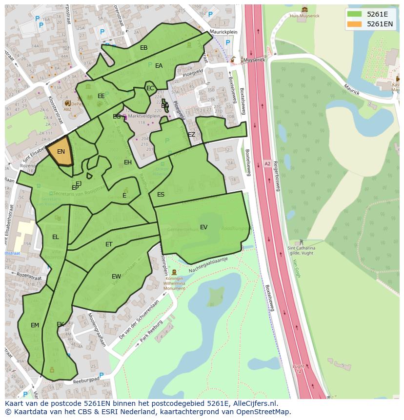 Afbeelding van het postcodegebied 5261 EN op de kaart.