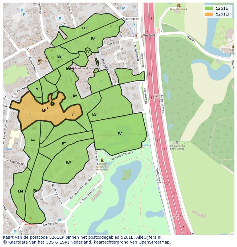 Afbeelding van het postcodegebied 5261 EP op de kaart.
