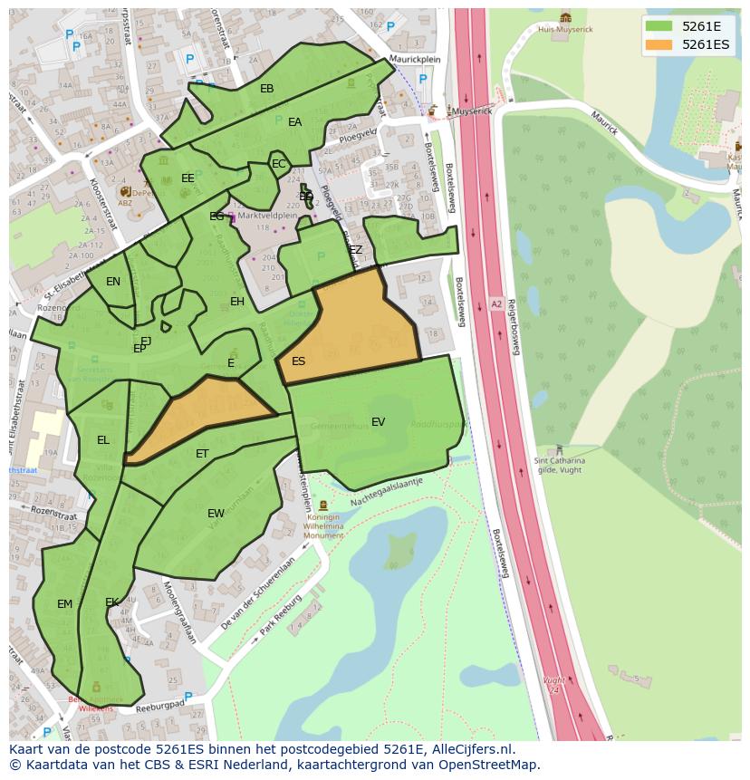 Afbeelding van het postcodegebied 5261 ES op de kaart.