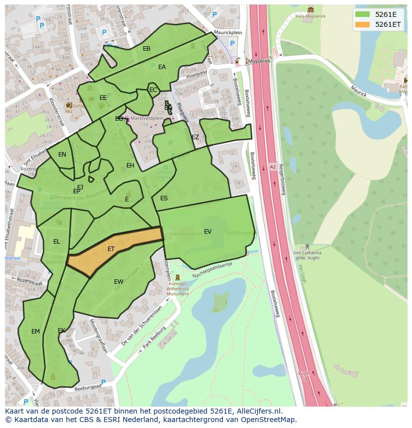 Afbeelding van het postcodegebied 5261 ET op de kaart.