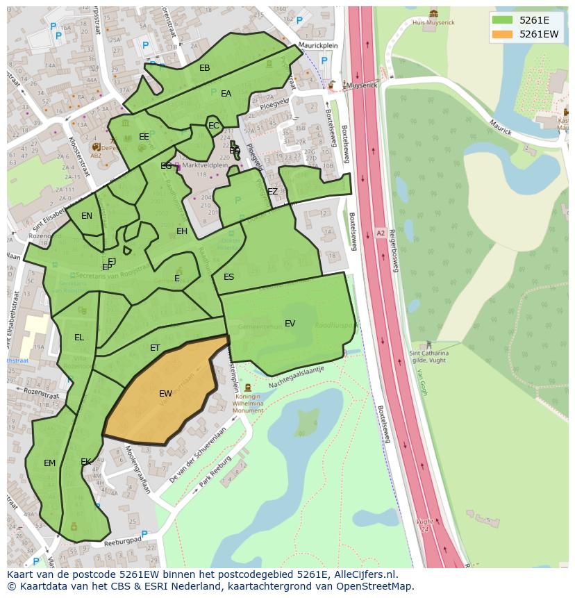Afbeelding van het postcodegebied 5261 EW op de kaart.