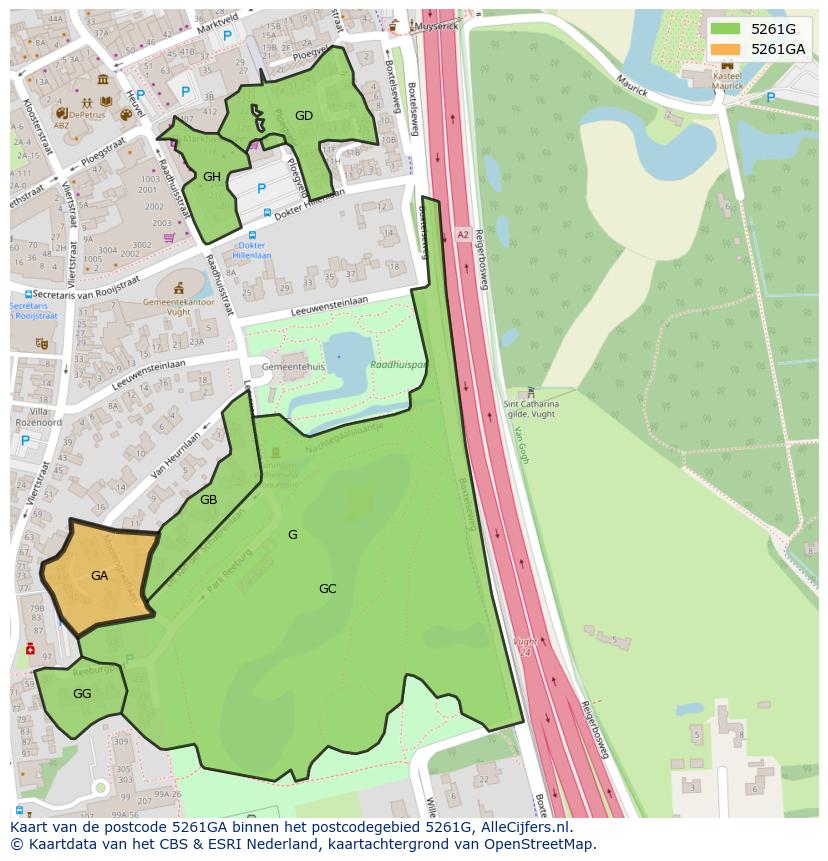 Afbeelding van het postcodegebied 5261 GA op de kaart.