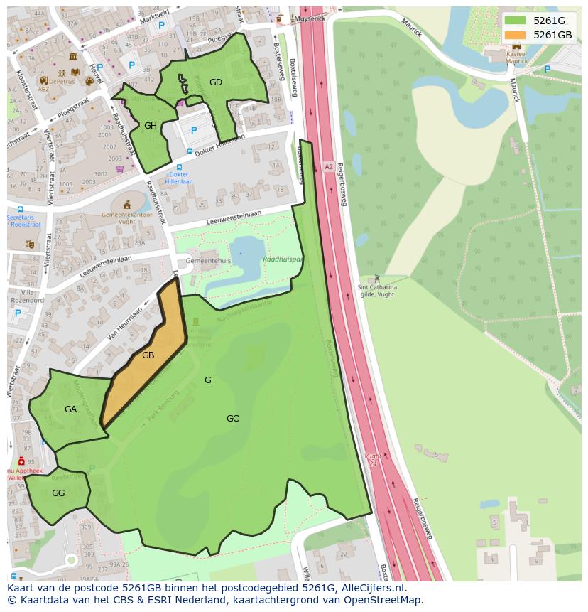 Afbeelding van het postcodegebied 5261 GB op de kaart.