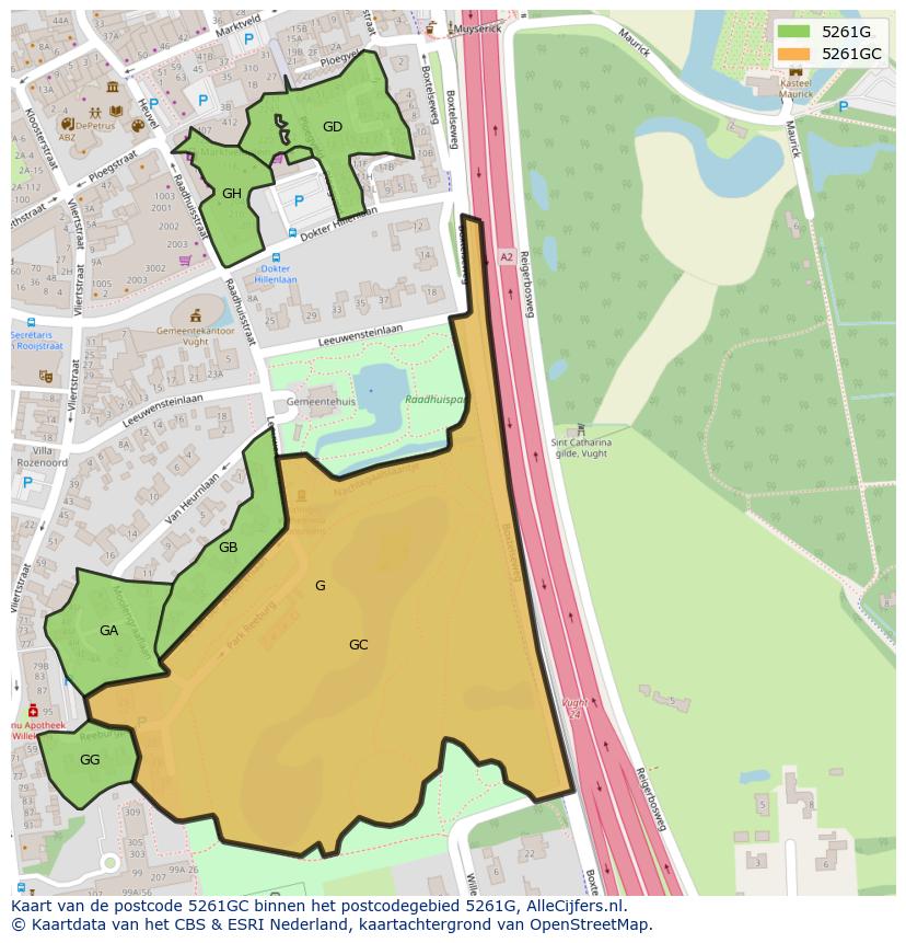 Afbeelding van het postcodegebied 5261 GC op de kaart.