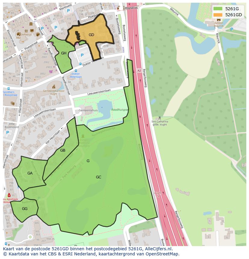 Afbeelding van het postcodegebied 5261 GD op de kaart.