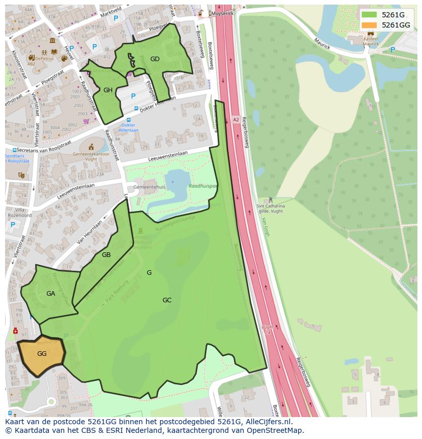 Afbeelding van het postcodegebied 5261 GG op de kaart.