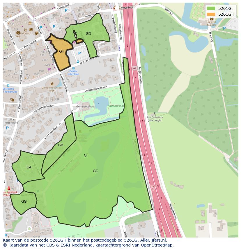 Afbeelding van het postcodegebied 5261 GH op de kaart.