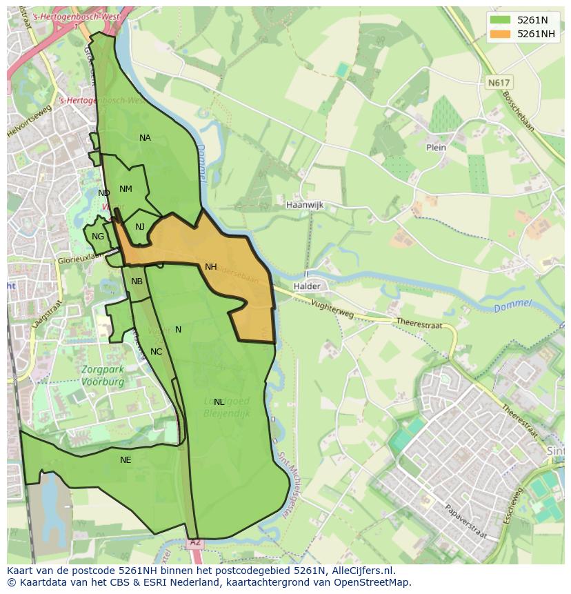Afbeelding van het postcodegebied 5261 NH op de kaart.