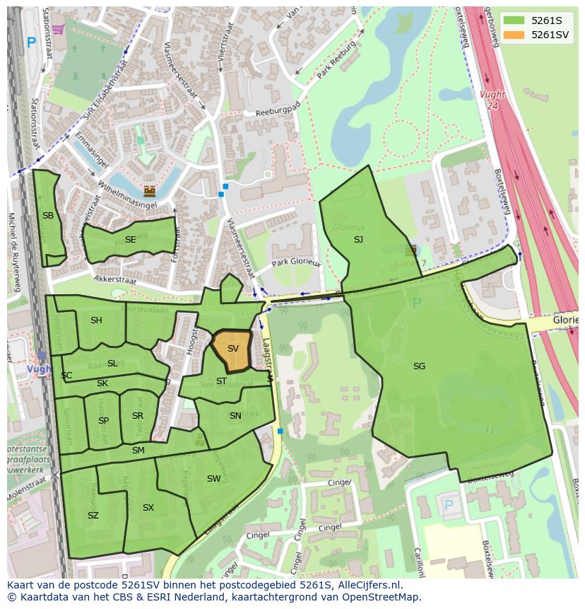 Afbeelding van het postcodegebied 5261 SV op de kaart.