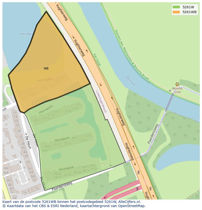 Afbeelding van het postcodegebied 5261 WB op de kaart.