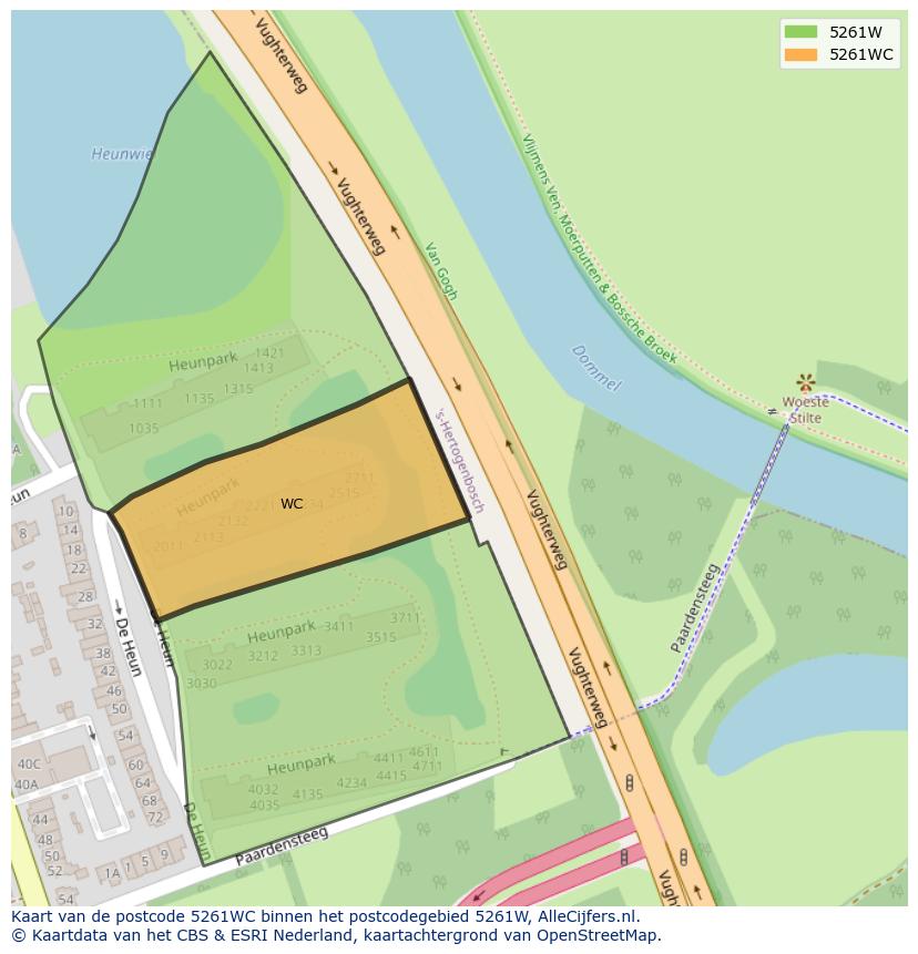 Afbeelding van het postcodegebied 5261 WC op de kaart.