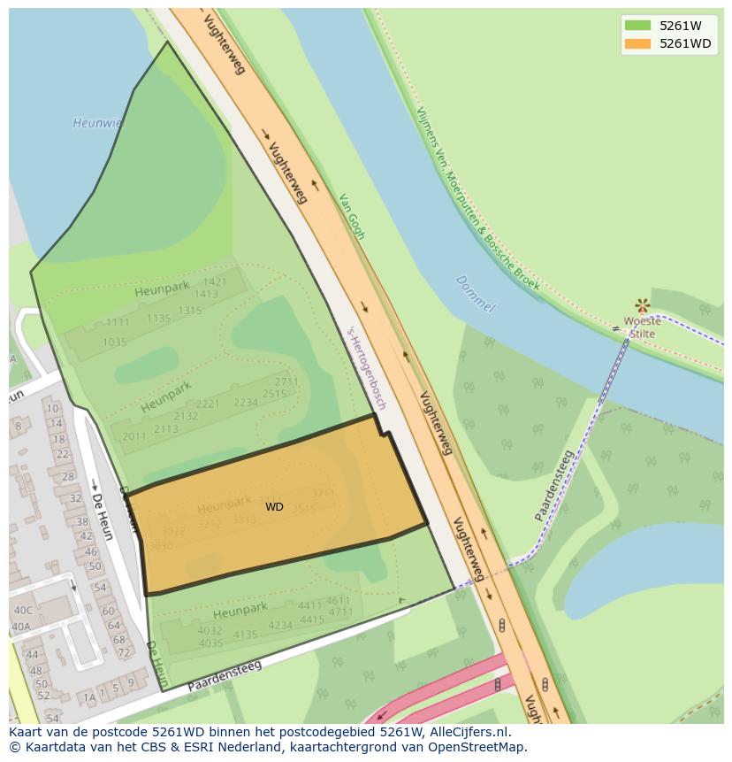 Afbeelding van het postcodegebied 5261 WD op de kaart.