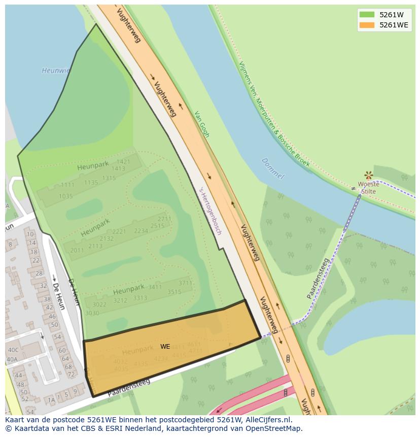 Afbeelding van het postcodegebied 5261 WE op de kaart.