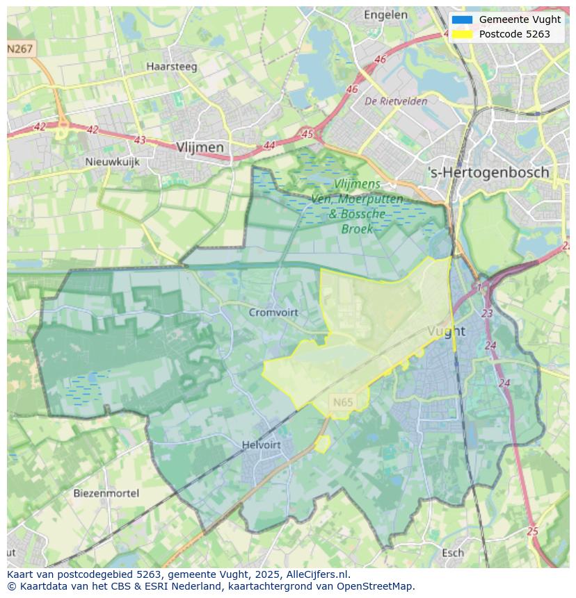 Afbeelding van het postcodegebied 5263 op de kaart.