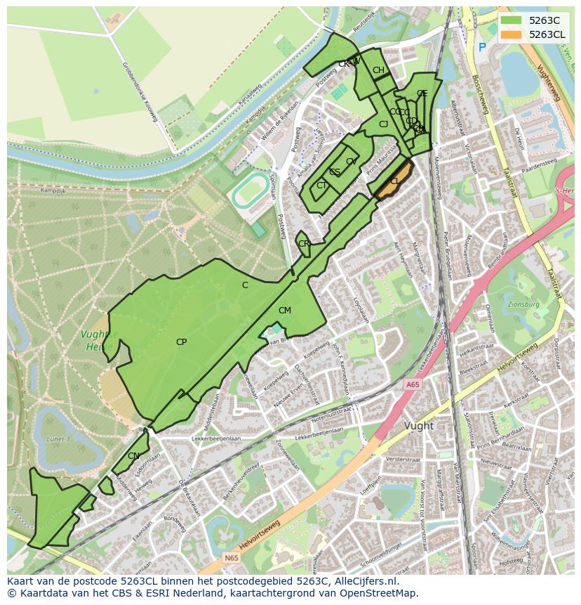 Afbeelding van het postcodegebied 5263 CL op de kaart.
