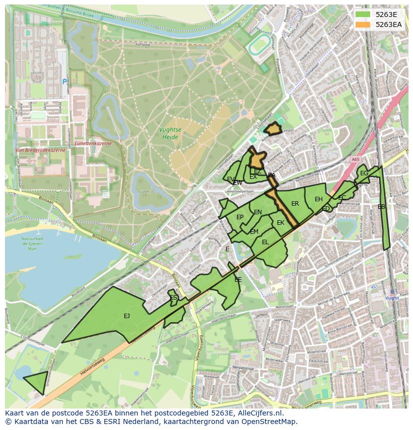 Afbeelding van het postcodegebied 5263 EA op de kaart.