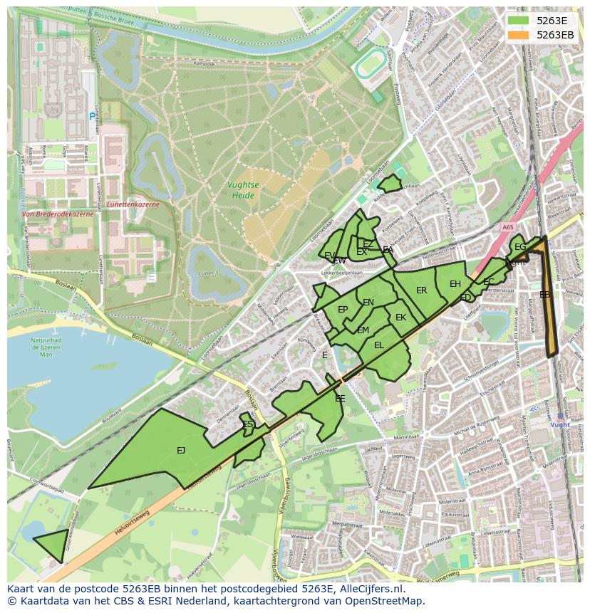Afbeelding van het postcodegebied 5263 EB op de kaart.
