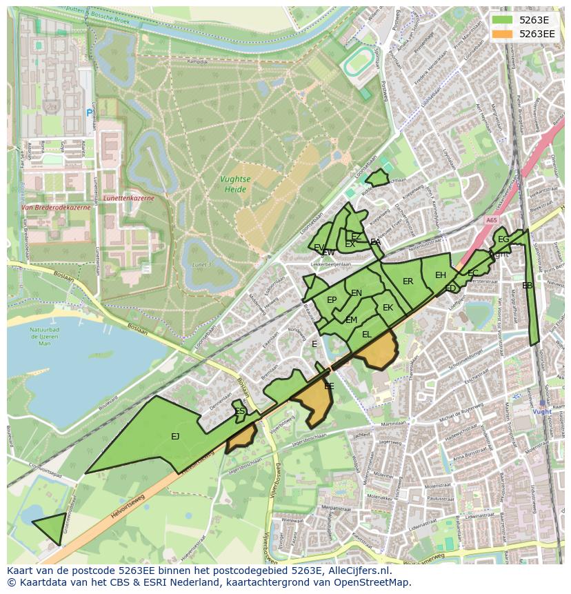 Afbeelding van het postcodegebied 5263 EE op de kaart.