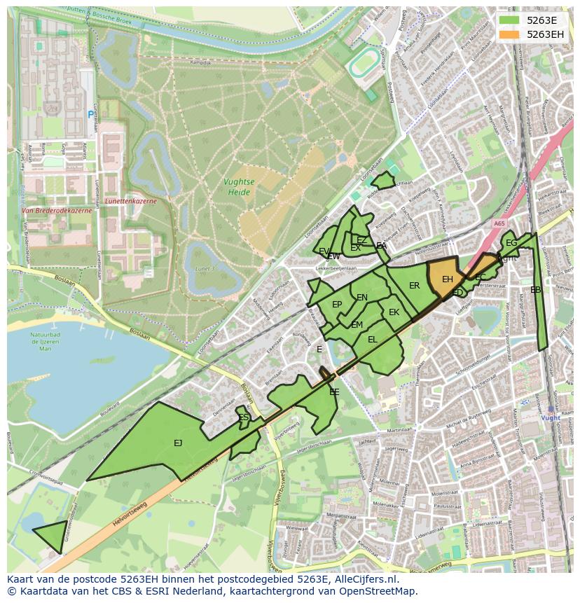 Afbeelding van het postcodegebied 5263 EH op de kaart.