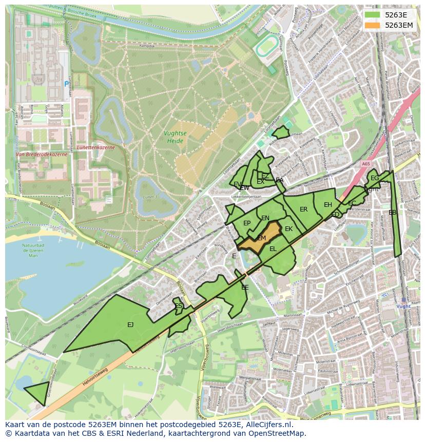 Afbeelding van het postcodegebied 5263 EM op de kaart.