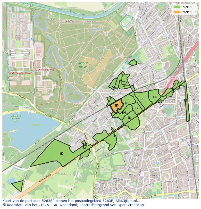Afbeelding van het postcodegebied 5263 EP op de kaart.