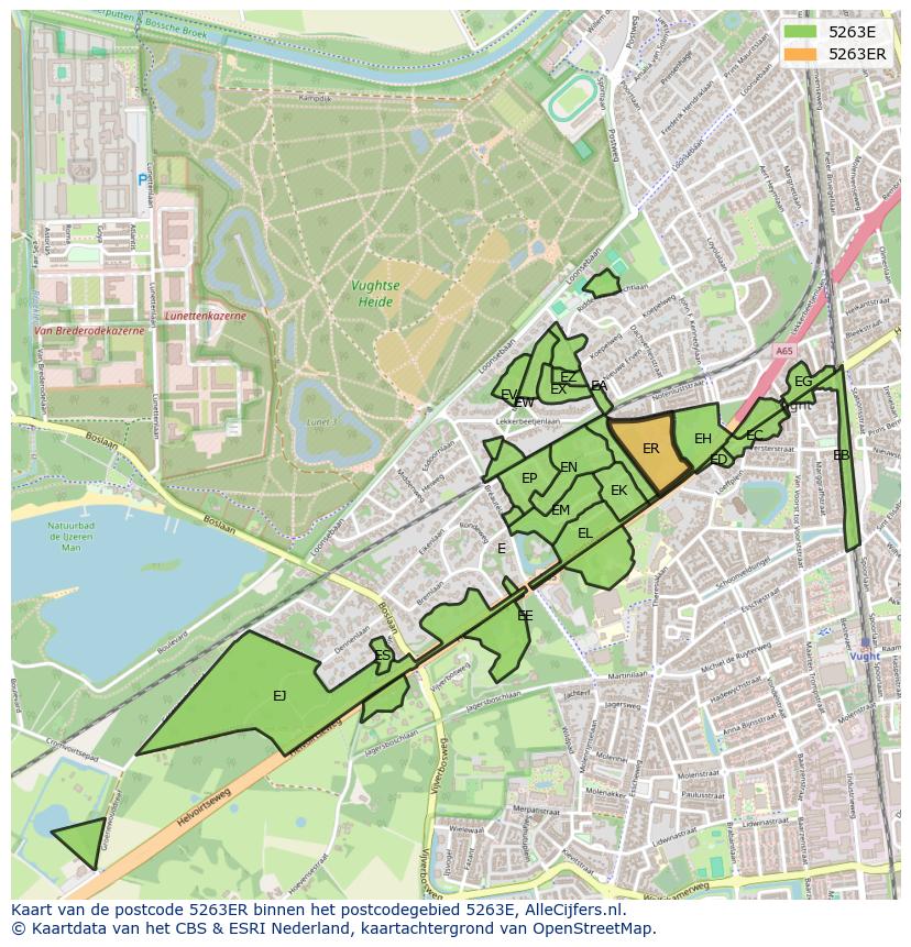 Afbeelding van het postcodegebied 5263 ER op de kaart.