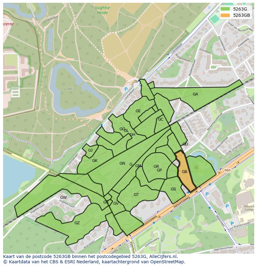 Afbeelding van het postcodegebied 5263 GB op de kaart.