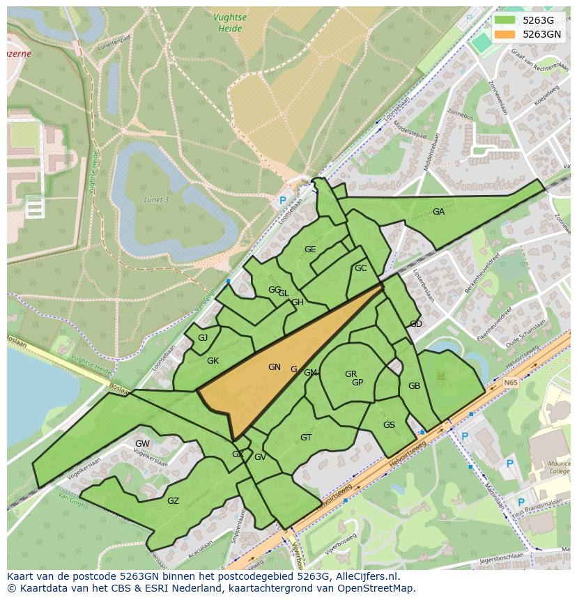 Afbeelding van het postcodegebied 5263 GN op de kaart.