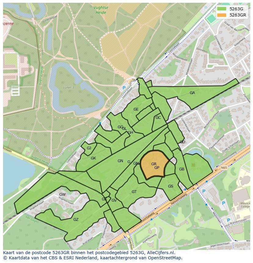 Afbeelding van het postcodegebied 5263 GR op de kaart.