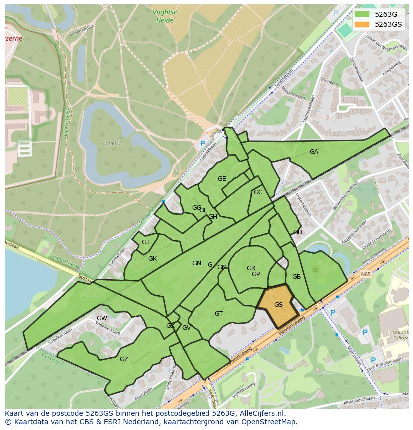 Afbeelding van het postcodegebied 5263 GS op de kaart.