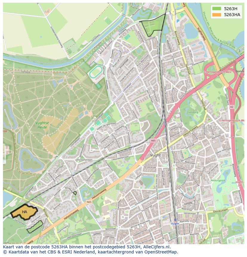 Afbeelding van het postcodegebied 5263 HA op de kaart.