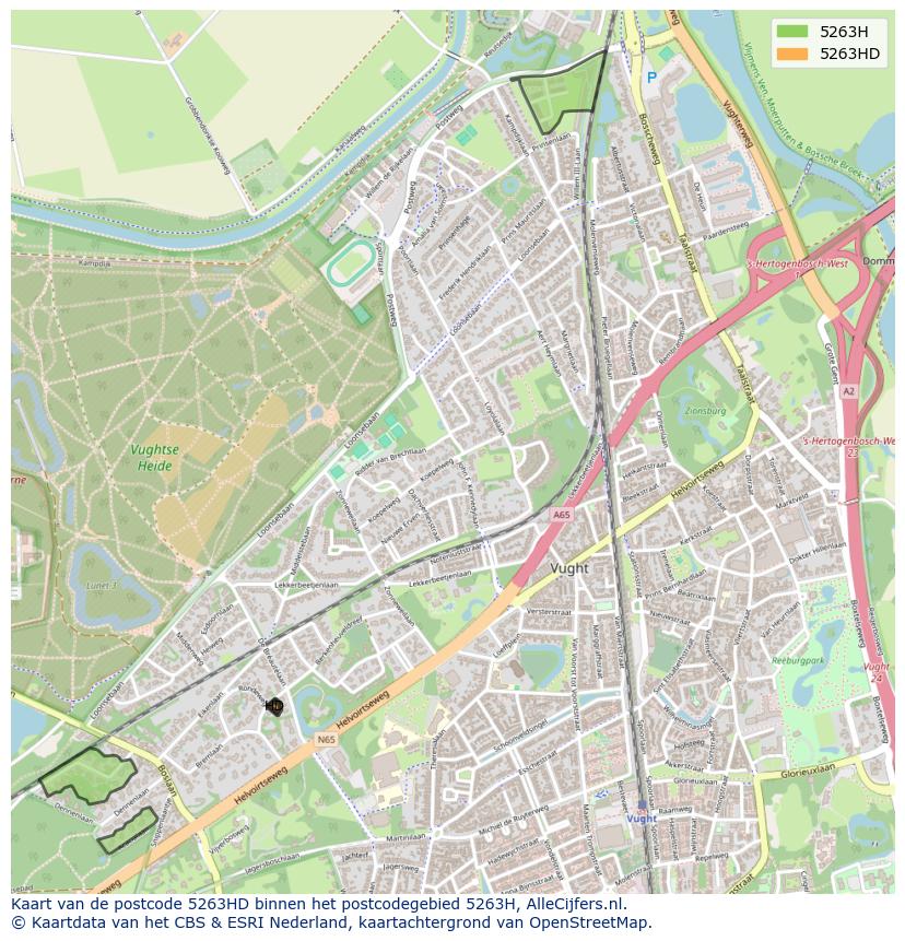 Afbeelding van het postcodegebied 5263 HD op de kaart.