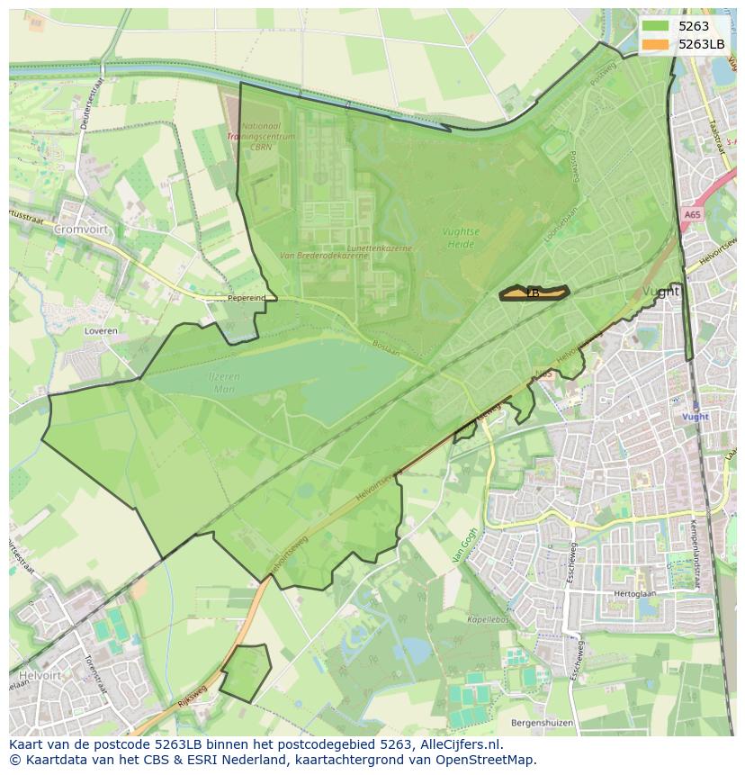 Afbeelding van het postcodegebied 5263 LB op de kaart.