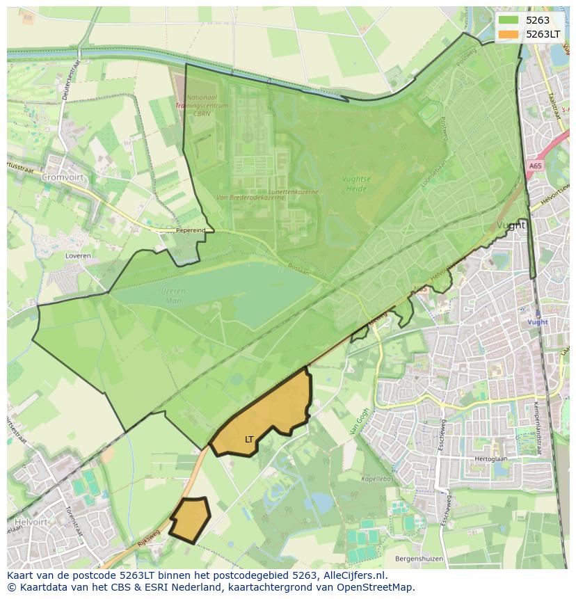 Afbeelding van het postcodegebied 5263 LT op de kaart.
