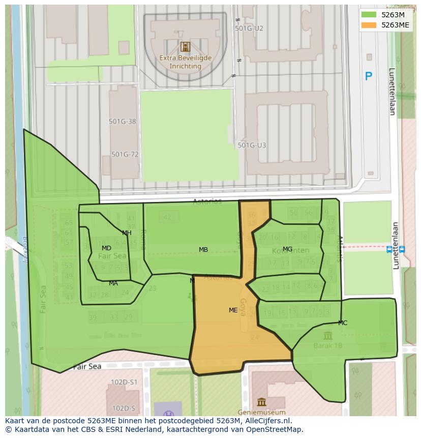 Afbeelding van het postcodegebied 5263 ME op de kaart.