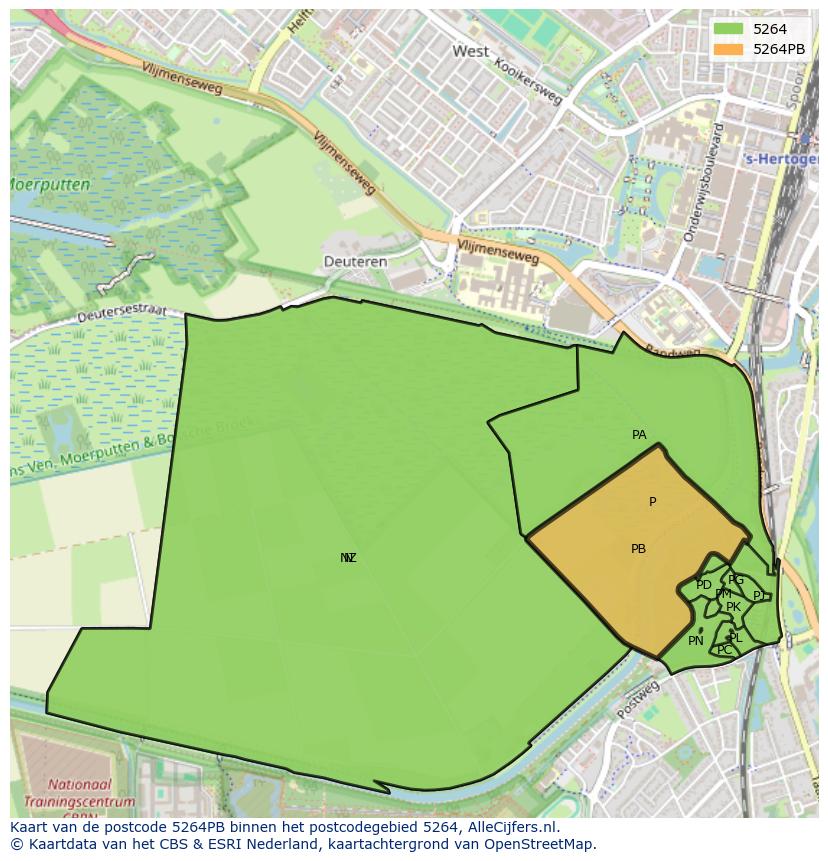 Afbeelding van het postcodegebied 5264 PB op de kaart.