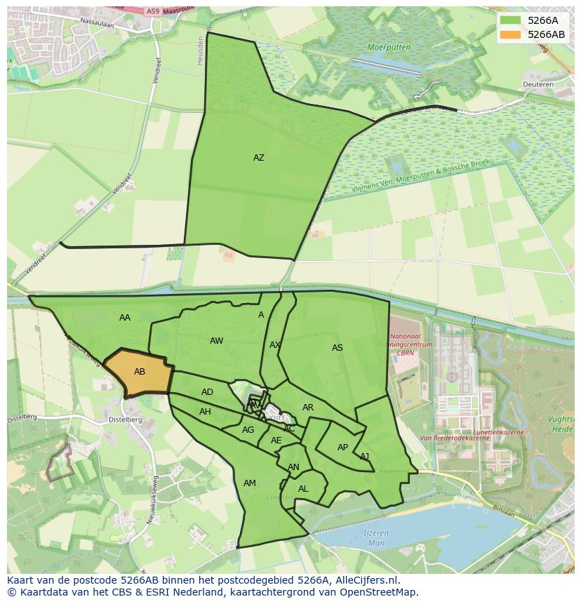 Afbeelding van het postcodegebied 5266 AB op de kaart.
