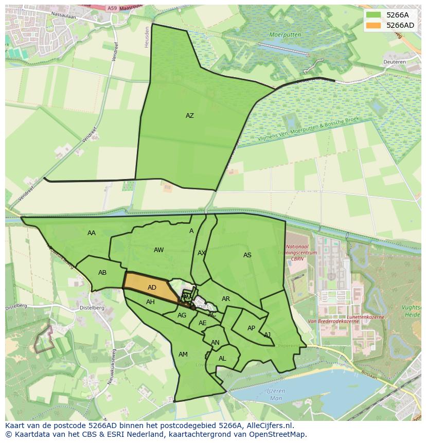Afbeelding van het postcodegebied 5266 AD op de kaart.