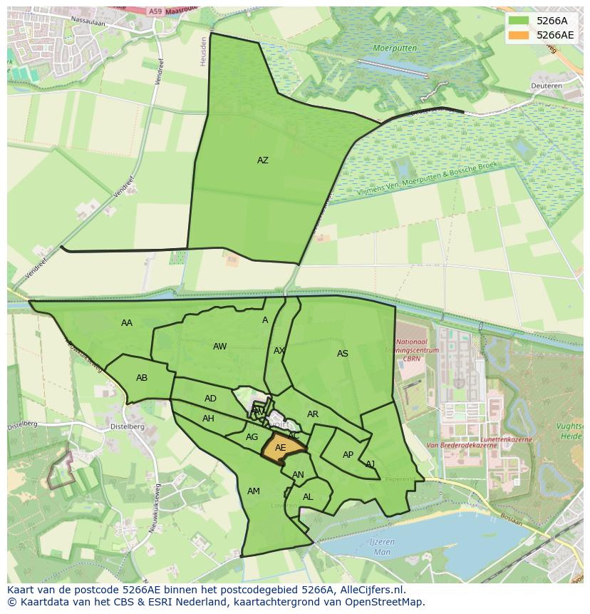 Afbeelding van het postcodegebied 5266 AE op de kaart.
