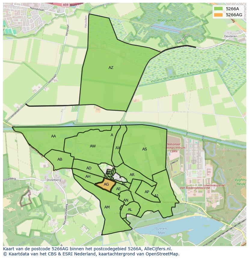 Afbeelding van het postcodegebied 5266 AG op de kaart.